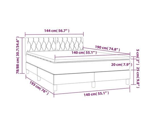 Pat box spring cu saltea, crem, 140x200 cm, textil, 7 image