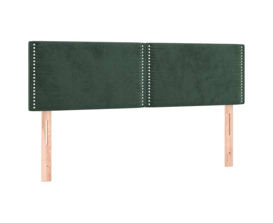 Pat box spring cu saltea, verde închis, 140x200 cm, catifea, 6 image