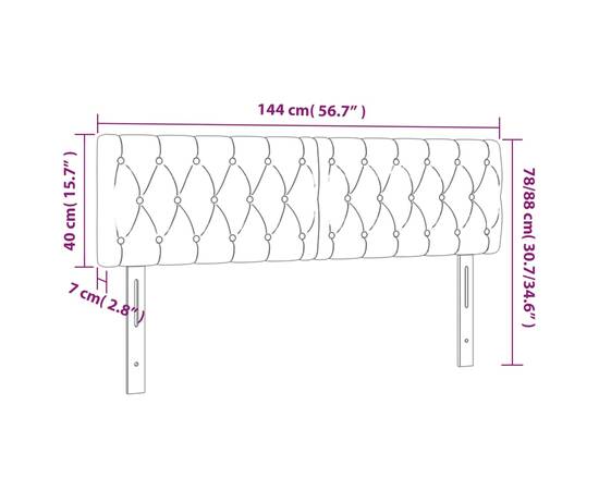 Tăblii de pat, 2 buc, negru, 72x7x78/88 cm, catifea, 8 image