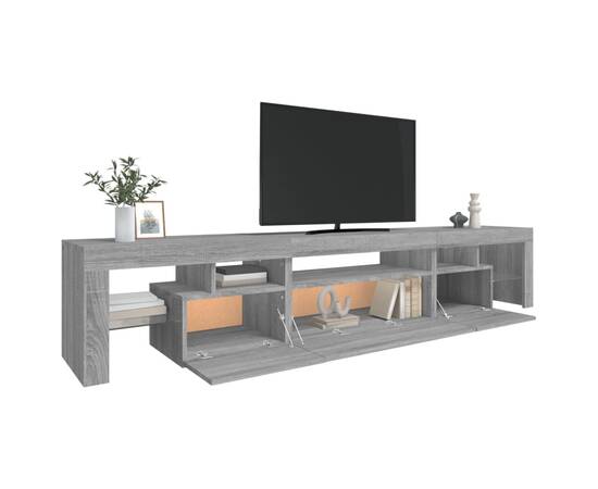 Comodă tv cu lumini led, gri sonoma, 215x36,5x40 cm, 6 image