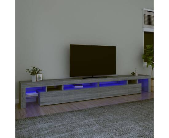 Comodă tv cu lumini led, gri sonoma, 290x36,5x40cm