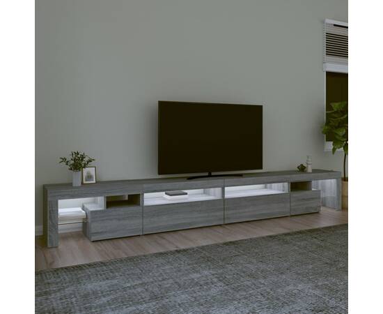 Comodă tv cu lumini led, gri sonoma, 290x36,5x40cm, 3 image