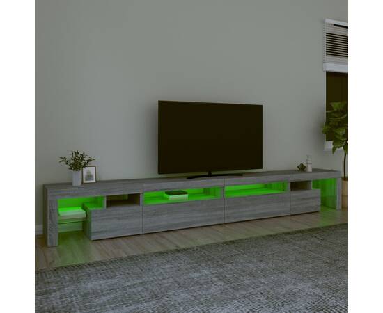 Comodă tv cu lumini led, gri sonoma, 290x36,5x40cm, 4 image