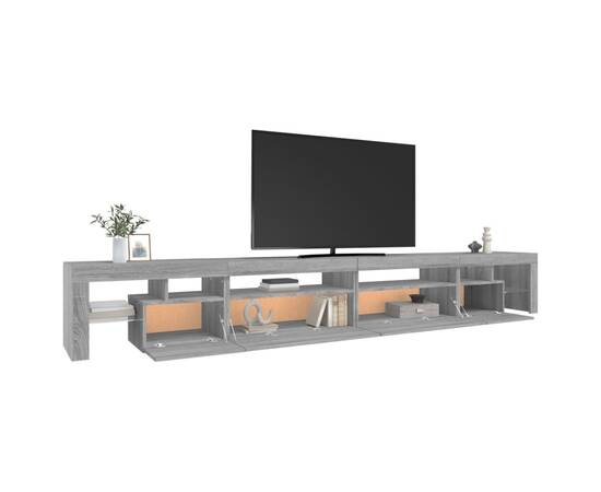 Comodă tv cu lumini led, gri sonoma, 290x36,5x40cm, 6 image