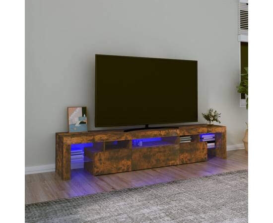 Comodă tv cu lumini led, stejar fumuriu,200x36,5x40cm