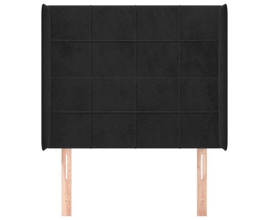 Tăblie de pat cu aripioare, negru, 103x16x118/128 cm, catifea, 3 image