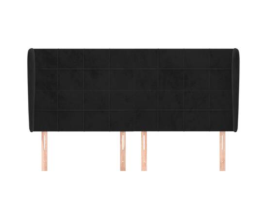 Tăblie de pat cu aripioare, negru, 203x23x118/128 cm, catifea, 3 image