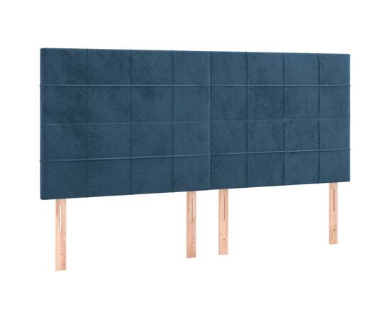 Tăblii de pat, 4 buc, albastru închis, 100x5x78/88 cm, catifea, 2 image