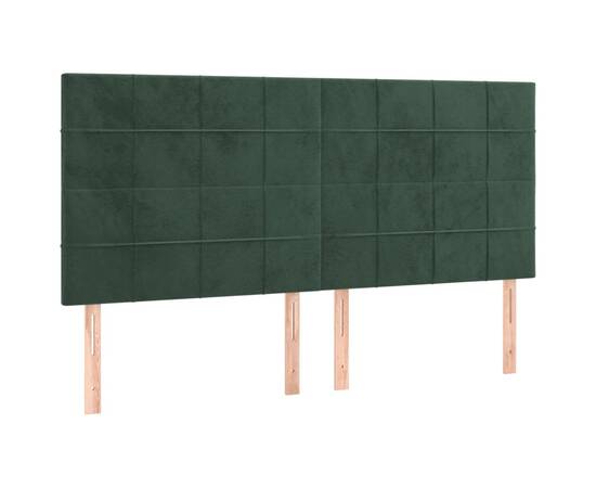 Pat box spring cu saltea, verde închis, 200x200 cm, catifea, 6 image