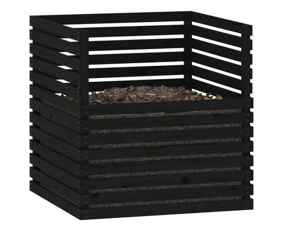 Compostor, negru, 100x100x102 cm, lemn masiv de pin, 4 image