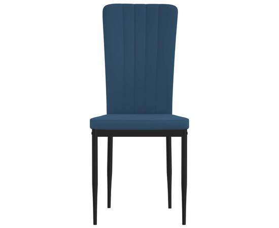 Scaune de sufragerie, 2 buc., albastru, catifea, 4 image