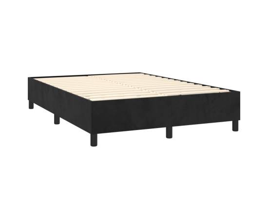 Pat box spring cu saltea, negru, 140x190 cm, catifea, 4 image