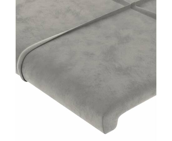 Tăblie de pat cu led, gri deschis, 200x5x118/128 cm, catifea, 5 image
