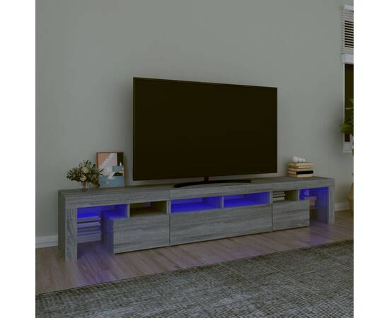 Comodă tv cu lumini led, gri sonoma, 230x36,5x40cm