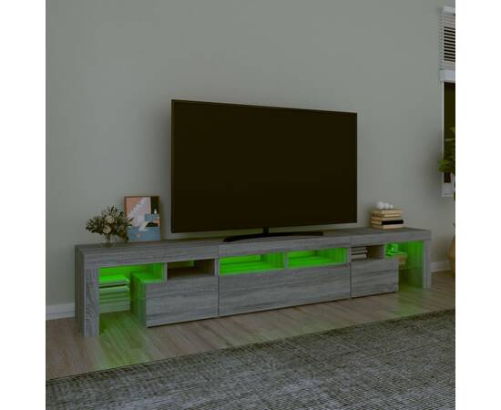 Comodă tv cu lumini led, gri sonoma, 230x36,5x40cm, 4 image