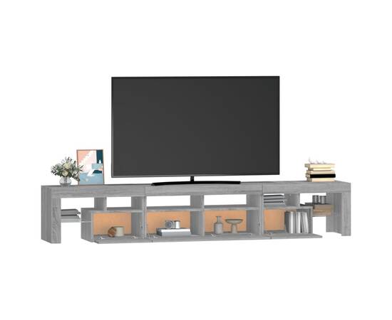 Comodă tv cu lumini led, gri sonoma, 230x36,5x40cm, 6 image