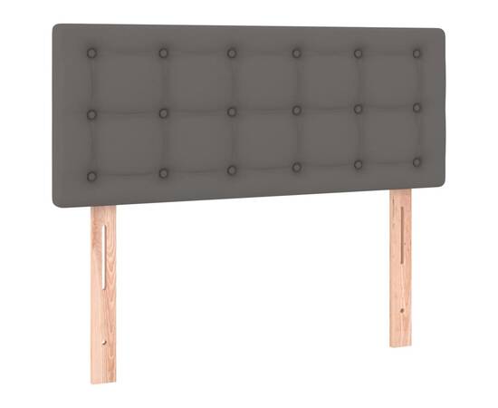 Pat box spring cu saltea, gri, 90x190 cm, piele ecologică, 6 image