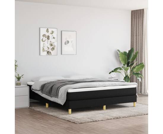 Pat box spring cu saltea, negru, 180x200 cm, catifea