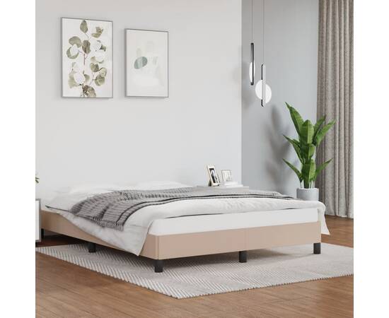 Cadru de pat, cappuccino, 140x190 cm, piele ecologică