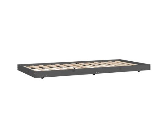 Cadru de pat, gri, 75x190 cm, lemn masiv de pin, 4 image