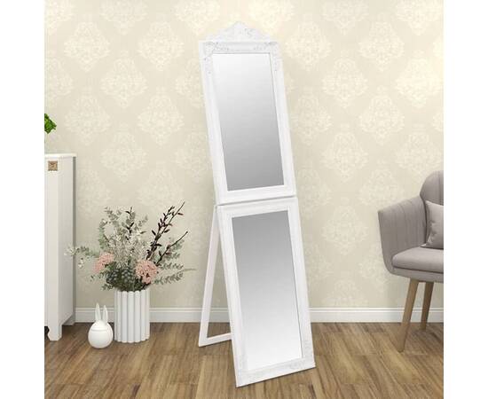 Oglindă de sine stătătoare, alb, 50x200 cm