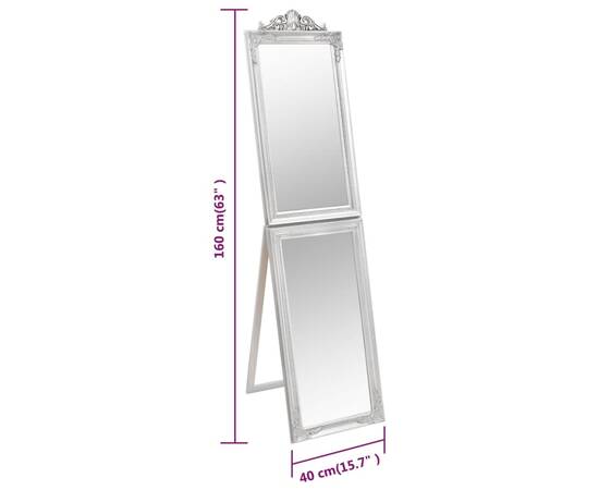 Oglindă de sine stătătoare, argintiu, 40x160 cm, 7 image