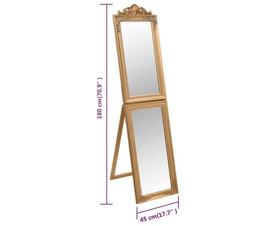 Oglindă de sine stătătoare, auriu, 45x180 cm, 7 image
