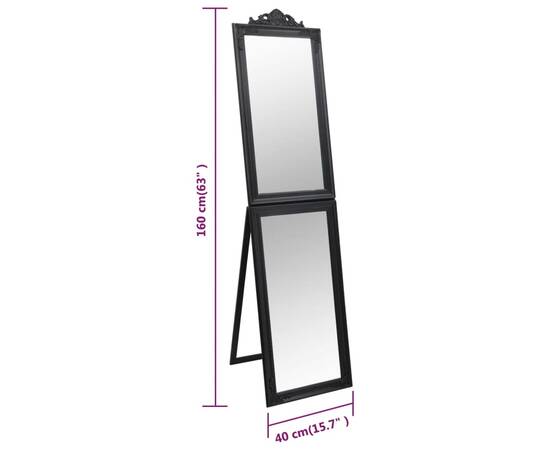 Oglindă de sine stătătoare, negru, 40x160 cm, 7 image