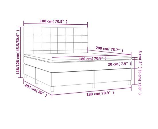 Pat continental cu saltea, crem, 180x200 cm, textil, 6 image