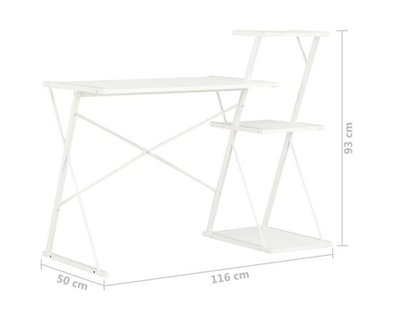 Birou cu raft, alb, 116 x 50 x 93 cm, 7 image