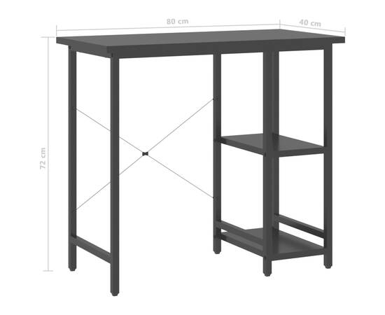 Birou de calculator, negru, 80x40x72 cm, mdf și metal, 7 image