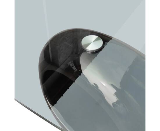 Măsuță de cafea cu blat oval din sticlă, negru lucios, 5 image