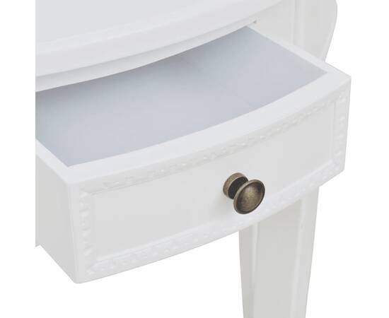 Masă consolă cu sertar, semicerc, alb, 3 image