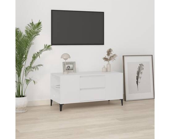 Comodă tv, alb, 102x44,5x50 cm, lemn prelucrat
