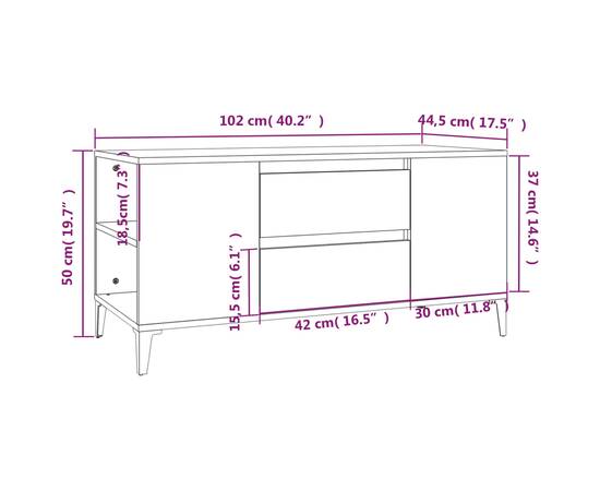 Comodă tv, alb, 102x44,5x50 cm, lemn prelucrat, 10 image