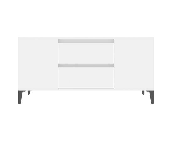 Comodă tv, alb, 102x44,5x50 cm, lemn prelucrat, 6 image