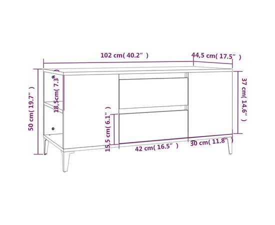 Comodă tv, gri beton, 102x44,5x50 cm, lemn prelucrat, 10 image