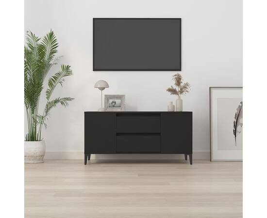 Comodă tv, negru, 102x44,5x50 cm, lemn prelucrat, 3 image