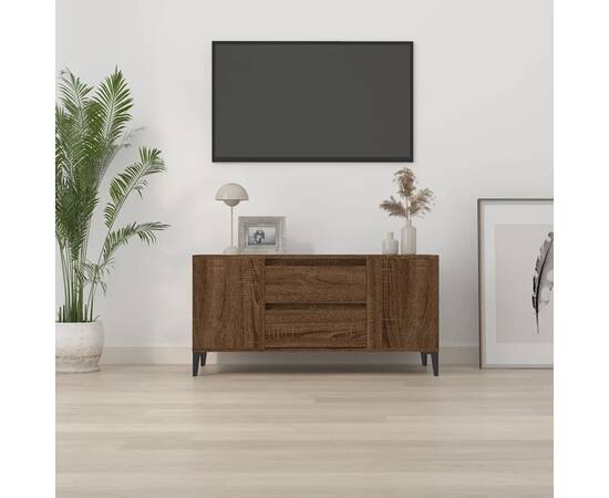 Comodă tv, stejar maro, 102x44,5x50 cm, lemn prelucrat, 3 image
