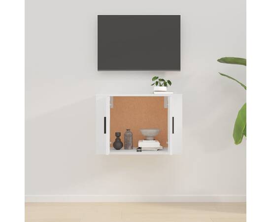 Dulap tv montat pe perete, alb extralucios, 57x34,5x40 cm, 3 image