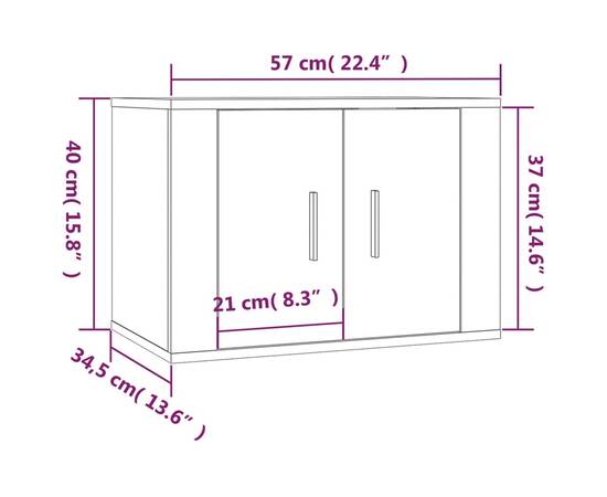 Dulap tv montat pe perete, alb extralucios, 57x34,5x40 cm, 11 image