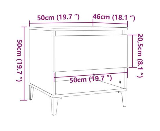 Mese laterale 2 buc. stejar maro 50x46x50 cm lemn compozit, 11 image