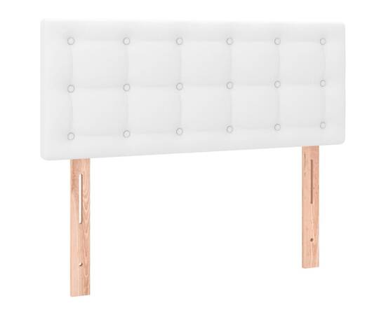 Pat box spring cu saltea, alb, 90x190 cm, piele ecologică, 6 image