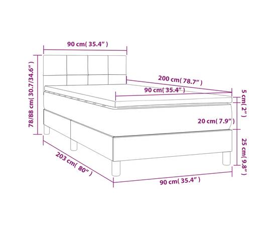 Pat box spring cu saltea, crem, 90x200 cm, textil, 7 image