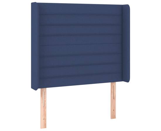 Pat cu arcuri, saltea și led, albastru, 90x190 cm, textil, 7 image