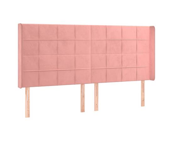 Tăblie de pat cu led, roz, 183x16x118/128 cm, catifea, 3 image