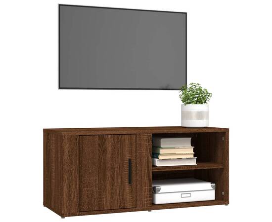 Comode tv, 2 buc., stejar maro, 80x31,5x36 cm, lemn prelucrat, 4 image