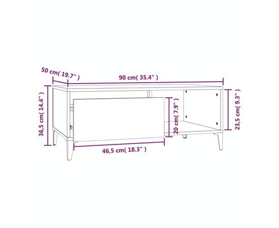 Măsuță de cafea, gri sonoma, 90x50x36,5 cm, lemn prelucrat, 8 image