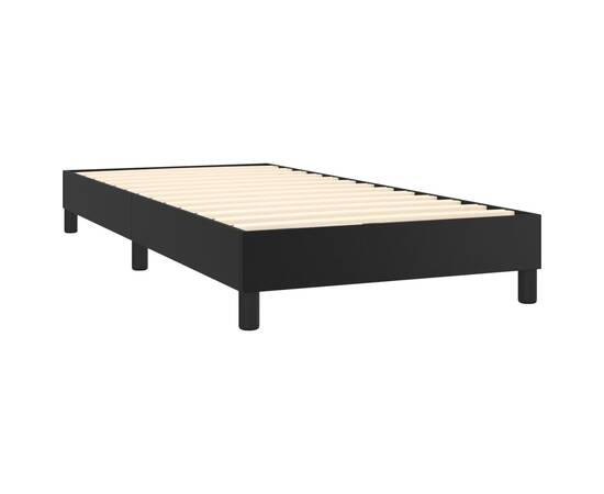 Pat box spring cu saltea, negru, 90x200 cm, piele ecologică, 4 image