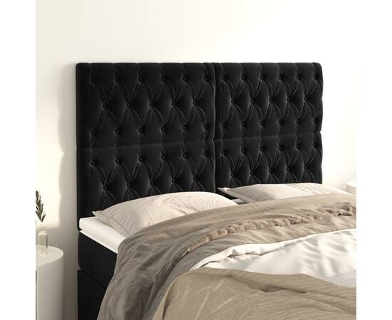 Tăblii de pat, 4 buc, negru, 72x7x78/88 cm, catifea